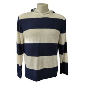 Weatherproof Vintage Mens Large Long Sleeve Sweater Pullover Hood Striped  Beach